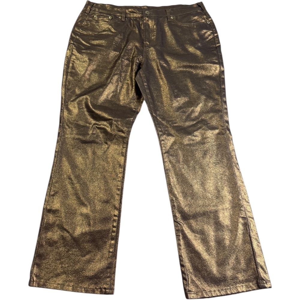 DG2 by Diane Gilman Women's 18WP Gold Bronze Copper Metallic Straight Leg‎ Jens